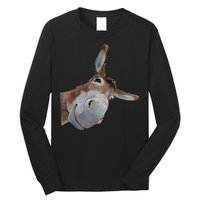 Peachbruh Funny Donkey Art Donkey Head Smile Eagerlys Long Sleeve Shirt