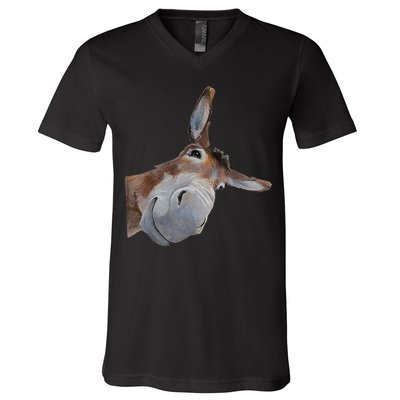 Peachbruh Funny Donkey Art Donkey Head Smile Eagerlys V-Neck T-Shirt