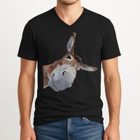 Peachbruh Funny Donkey Art Donkey Head Smile Eagerlys V-Neck T-Shirt