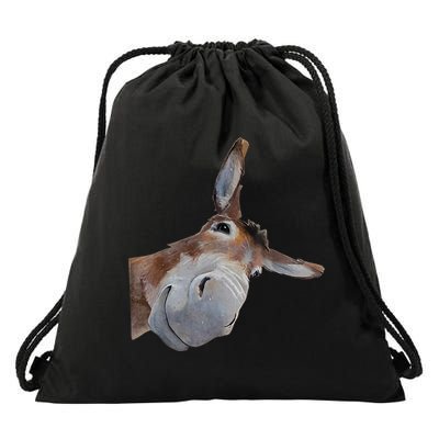 Peachbruh Funny Donkey Art Donkey Head Smile Eagerlys Drawstring Bag