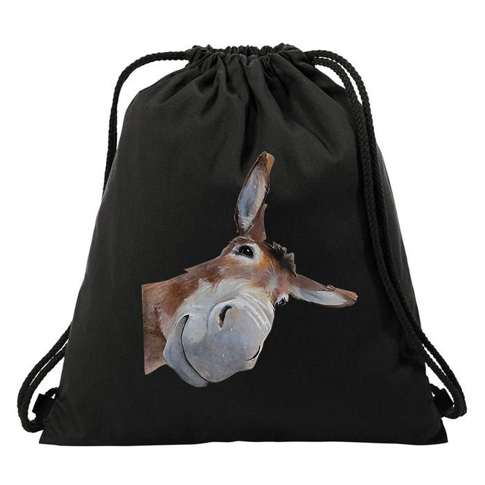 Peachbruh Funny Donkey Art Donkey Head Smile Eagerlys Drawstring Bag