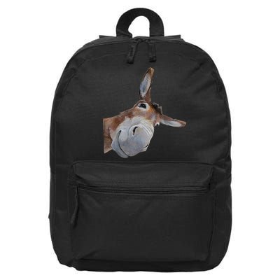 Peachbruh Funny Donkey Art Donkey Head Smile Eagerlys 16 in Basic Backpack
