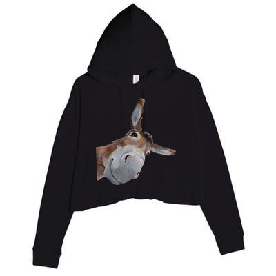 Peachbruh Funny Donkey Art Donkey Head Smile Eagerlys Crop Fleece Hoodie