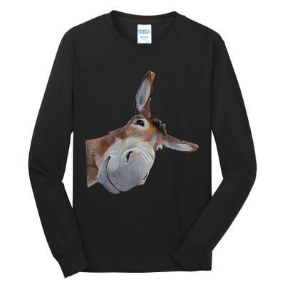 Peachbruh Funny Donkey Art Donkey Head Smile Eagerlys Tall Long Sleeve T-Shirt