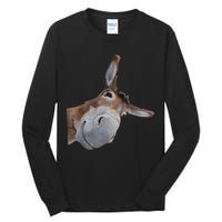 Peachbruh Funny Donkey Art Donkey Head Smile Eagerlys Tall Long Sleeve T-Shirt