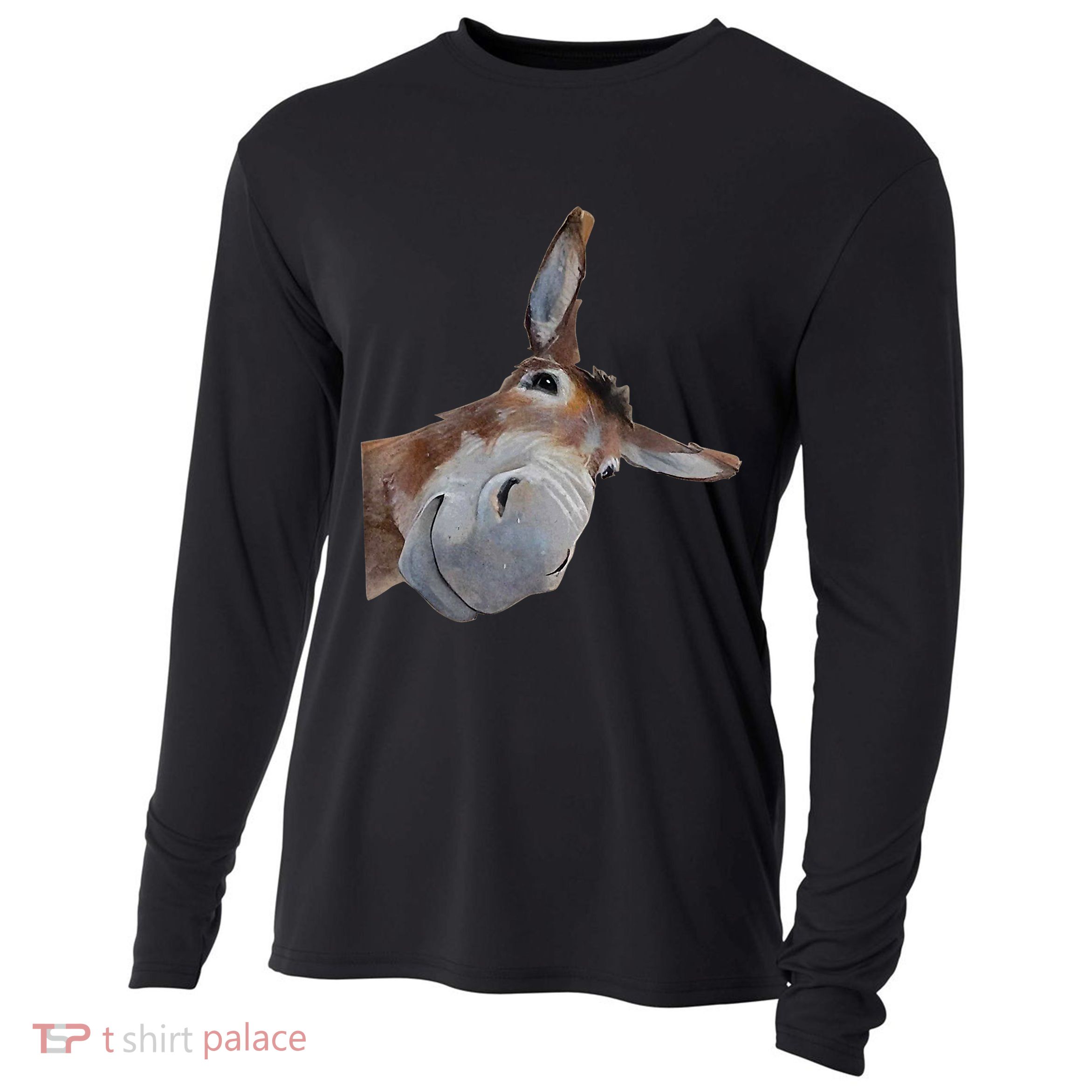 Peachbruh Funny Donkey Art Donkey Head Smile Eagerlys Cooling Performance Long Sleeve Crew