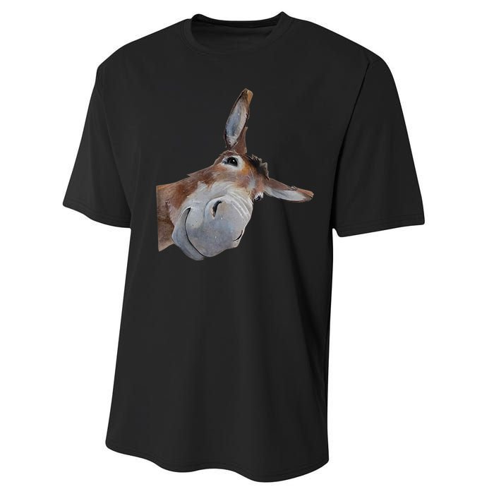 Peachbruh Funny Donkey Art Donkey Head Smile Eagerlys Performance Sprint T-Shirt