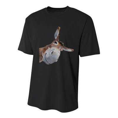 Peachbruh Funny Donkey Art Donkey Head Smile Eagerlys Youth Performance Sprint T-Shirt