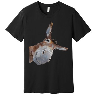 Peachbruh Funny Donkey Art Donkey Head Smile Eagerlys Premium T-Shirt