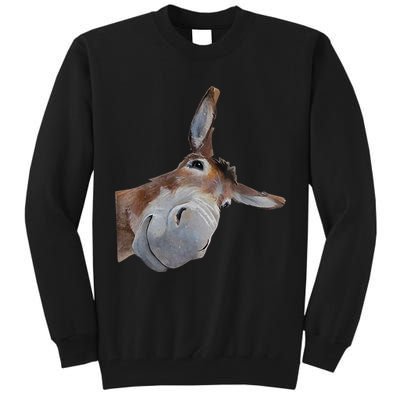 Peachbruh Funny Donkey Art Donkey Head Smile Eagerlys Tall Sweatshirt