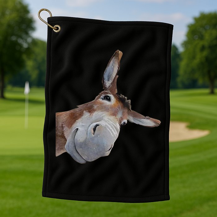 Peachbruh Funny Donkey Art Donkey Head Smile Eagerlys Golf Towel