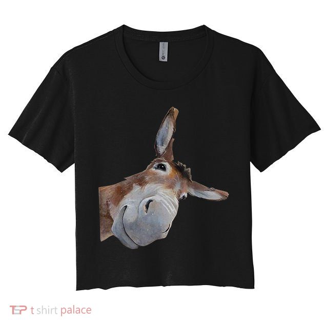Peachbruh Funny Donkey Art Donkey Head Smile Eagerlys Crop Top