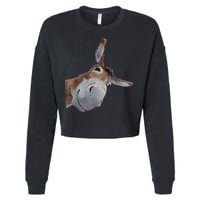 Peachbruh Funny Donkey Art Donkey Head Smile Eagerlys Cropped Pullover Crew