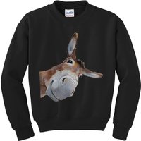 Peachbruh Funny Donkey Art Donkey Head Smile Eagerlys Kids Sweatshirt