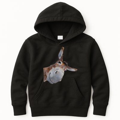 Peachbruh Funny Donkey Art Donkey Head Smile Eagerlys Kids Hoodie