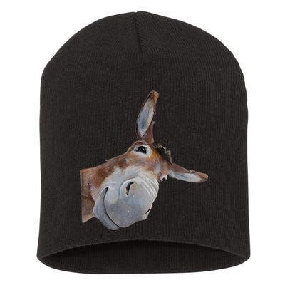 Peachbruh Funny Donkey Art Donkey Head Smile Eagerlys Short Acrylic Beanie