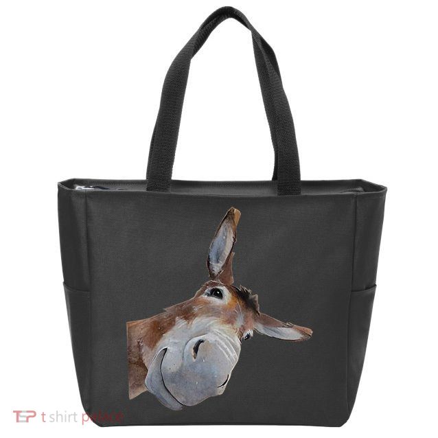 Peachbruh Funny Donkey Art Donkey Head Smile Eagerlys Zip Tote Bag