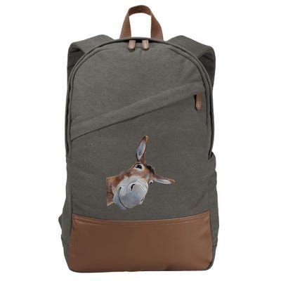 Peachbruh Funny Donkey Art Donkey Head Smile Eagerlys Cotton Canvas Backpack