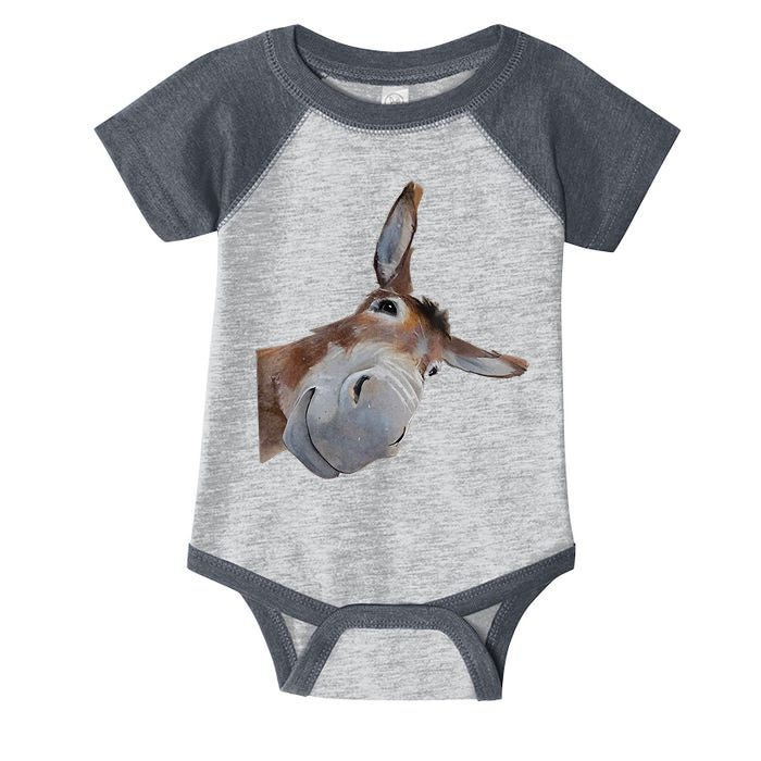 Peachbruh Funny Donkey Art Donkey Head Smile Eagerlys Infant Baby Jersey Bodysuit