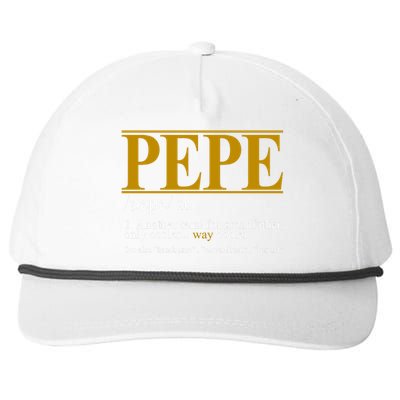 Pepe Fathers Day Gift Grandpa Definition Snapback Five-Panel Rope Hat