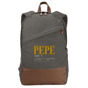 Pepe Fathers Day Gift Grandpa Definition Cotton Canvas Backpack