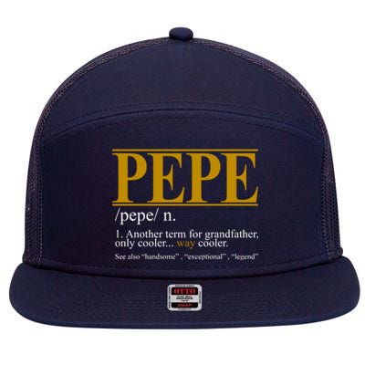 Pepe Fathers Day Gift Grandpa Definition 7 Panel Mesh Trucker Snapback Hat