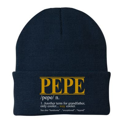 Pepe Fathers Day Gift Grandpa Definition Knit Cap Winter Beanie