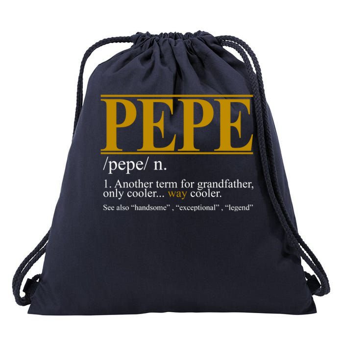 Pepe Fathers Day Gift Grandpa Definition Drawstring Bag