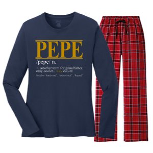 Pepe Fathers Day Gift Grandpa Definition Women's Long Sleeve Flannel Pajama Set 