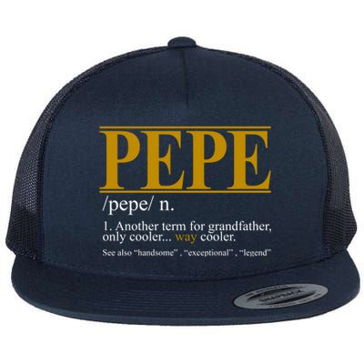 Pepe Fathers Day Gift Grandpa Definition Flat Bill Trucker Hat