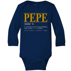 Pepe Fathers Day Gift Grandpa Definition Baby Long Sleeve Bodysuit