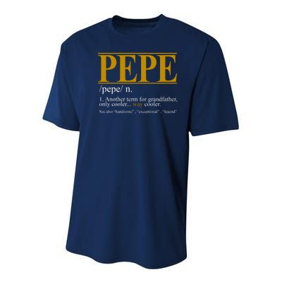 Pepe Fathers Day Gift Grandpa Definition Youth Performance Sprint T-Shirt