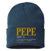 Pepe Fathers Day Gift Grandpa Definition Sustainable Knit Beanie