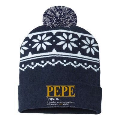 Pepe Fathers Day Gift Grandpa Definition USA-Made Snowflake Beanie