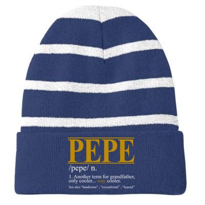 Pepe Fathers Day Gift Grandpa Definition Striped Beanie with Solid Band