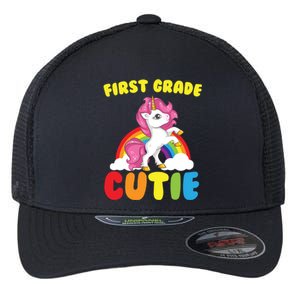 Ph First Day Of School 1St First Grade Cutie Unicorn Gift Cool Gift Flexfit Unipanel Trucker Cap