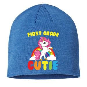 Ph First Day Of School 1St First Grade Cutie Unicorn Gift Cool Gift Sustainable Beanie