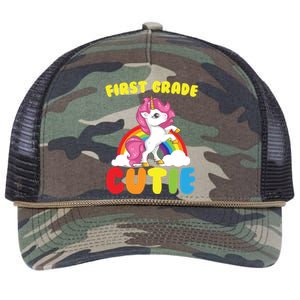 Ph First Day Of School 1St First Grade Cutie Unicorn Gift Cool Gift Retro Rope Trucker Hat Cap