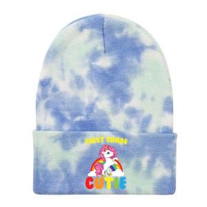 Ph First Day Of School 1St First Grade Cutie Unicorn Gift Cool Gift Tie Dye 12in Knit Beanie