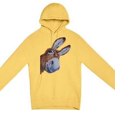 Peachbruh Funny Donkey Art Donkey Head Smile Eagerly Donkey Premium Pullover Hoodie