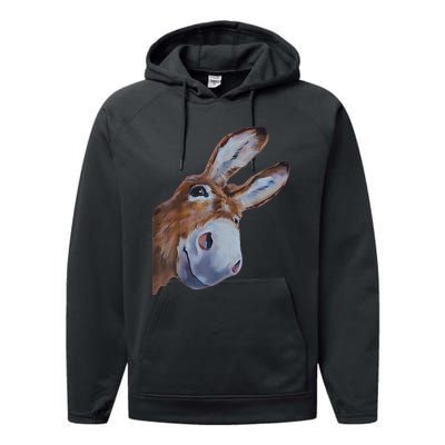 Peachbruh Funny Donkey Art Donkey Head Smile Eagerly Donkey Performance Fleece Hoodie