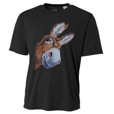 Peachbruh Funny Donkey Art Donkey Head Smile Eagerly Donkey Cooling Performance Crew T-Shirt