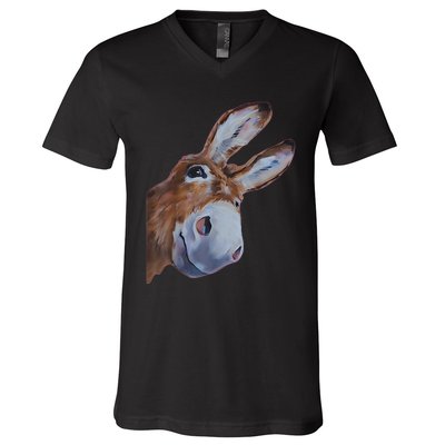 Peachbruh Funny Donkey Art Donkey Head Smile Eagerly Donkey V-Neck T-Shirt