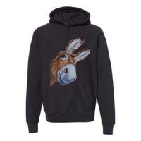 Peachbruh Funny Donkey Art Donkey Head Smile Eagerly Donkey Premium Hoodie