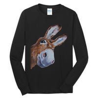 Peachbruh Funny Donkey Art Donkey Head Smile Eagerly Donkey Tall Long Sleeve T-Shirt