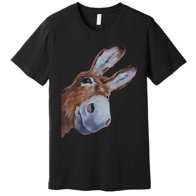 Peachbruh Funny Donkey Art Donkey Head Smile Eagerly Donkey Premium T-Shirt