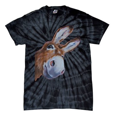 Peachbruh Funny Donkey Art Donkey Head Smile Eagerly Donkey Tie-Dye T-Shirt