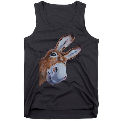 Peachbruh Funny Donkey Art Donkey Head Smile Eagerly Donkey Tank Top