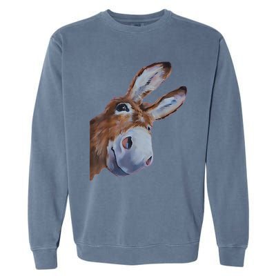 Peachbruh Funny Donkey Art Donkey Head Smile Eagerly Donkey Garment-Dyed Sweatshirt