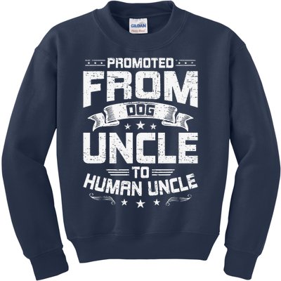 Promoted From Dog Uncle To Human Uncle Dog Lover Kids Sweatshirt